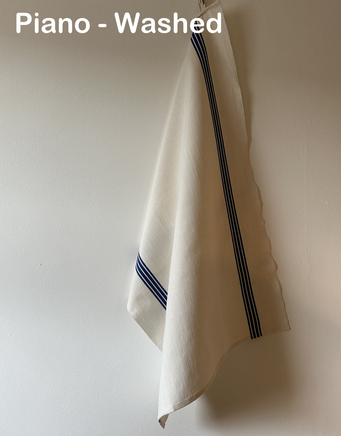 Charvet Editions "Piano" (Blue), Washed, woven linen union tea towel. France.