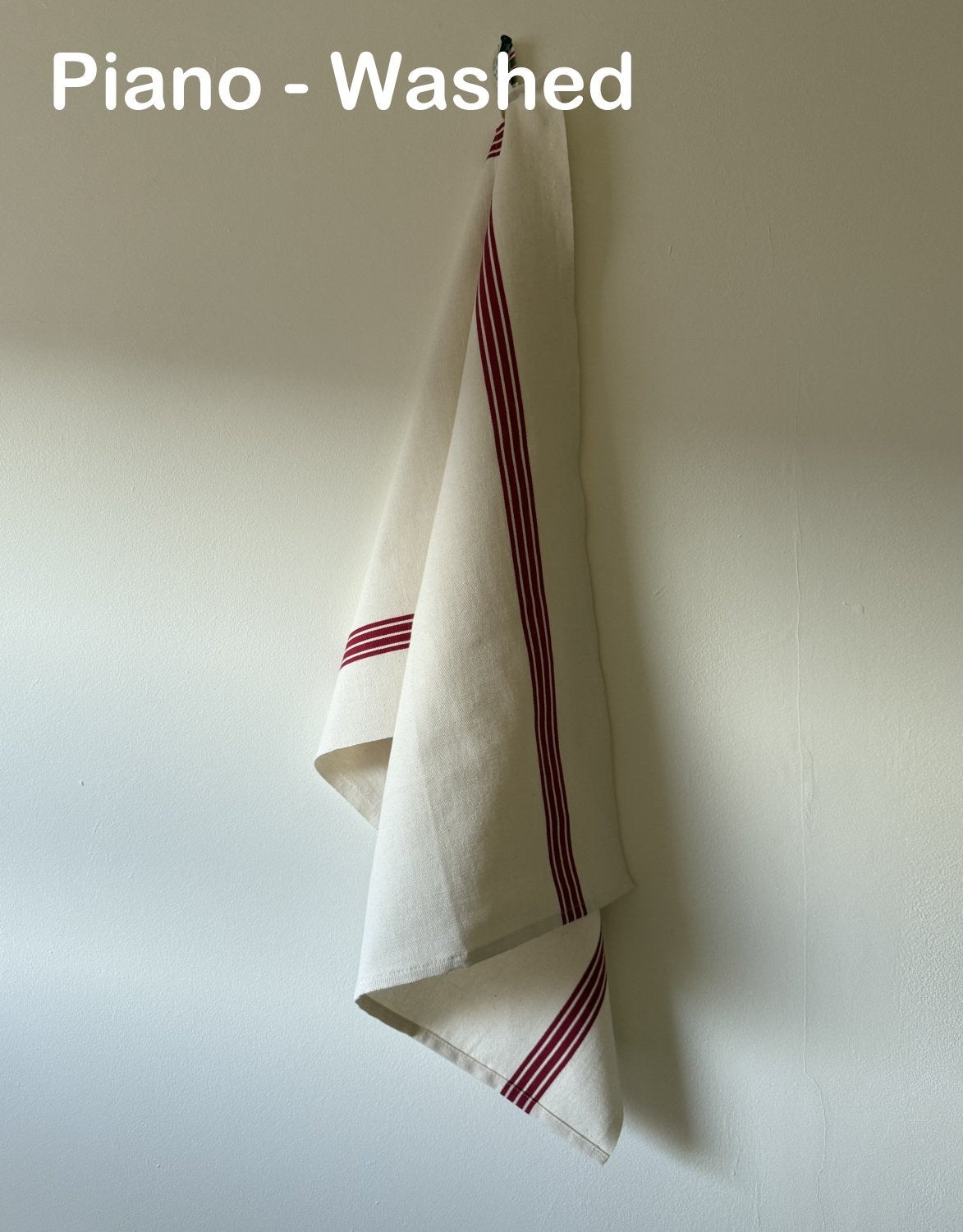 Charvet Editions "Piano" (Red), Washed, woven linen union tea towel. Made in France.