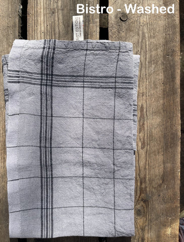 Charvet Éditions "Bistro" (Breton), Natural woven linen tea towel. Made in France.