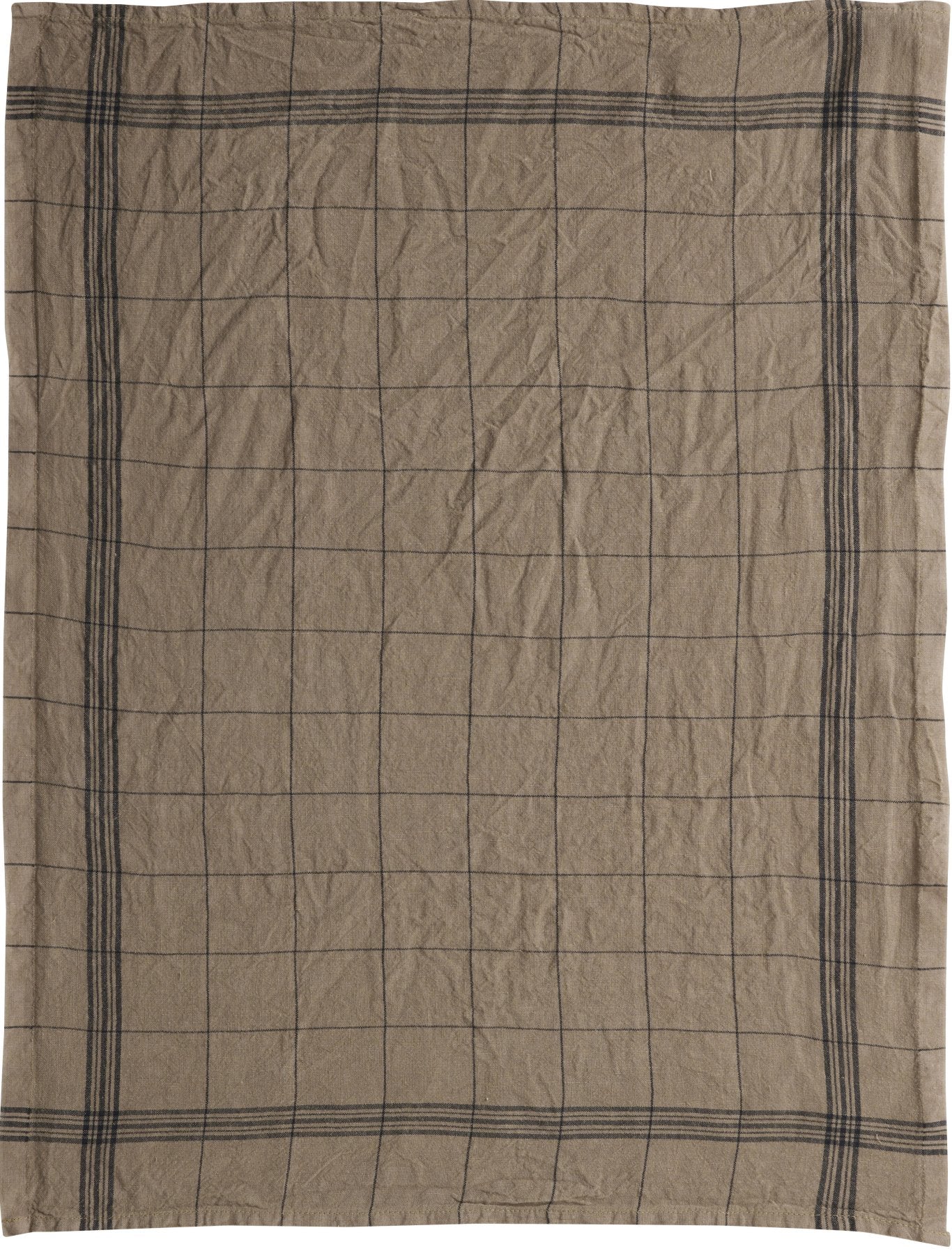 Charvet Editions "Bistro" (Châtaigne), Natural woven linen tea towel. Made in France.