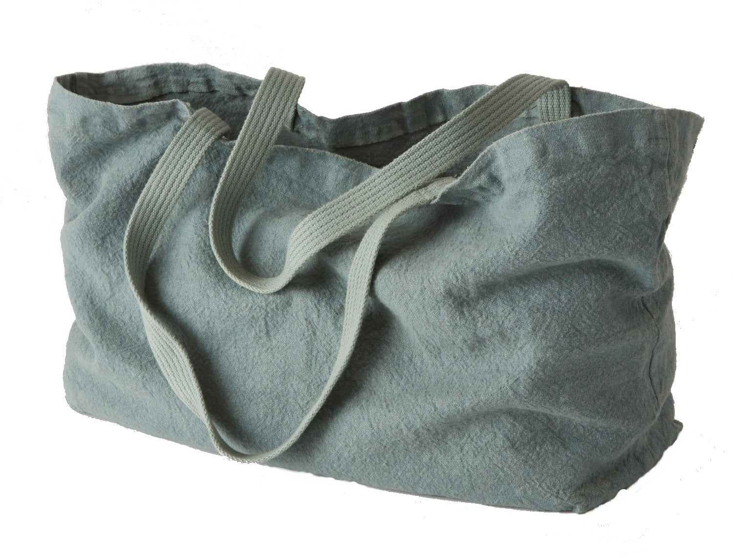 Charvet Éditions "Doudou Bag" (Vert de Gris), Natural linen bag. Made in France.