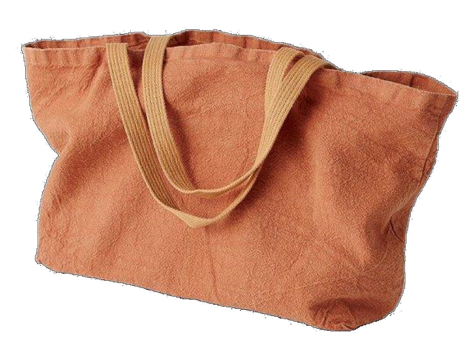Charvet Editions "Doudou Bag" (Terracotta), Natural linen bag. Made in France.