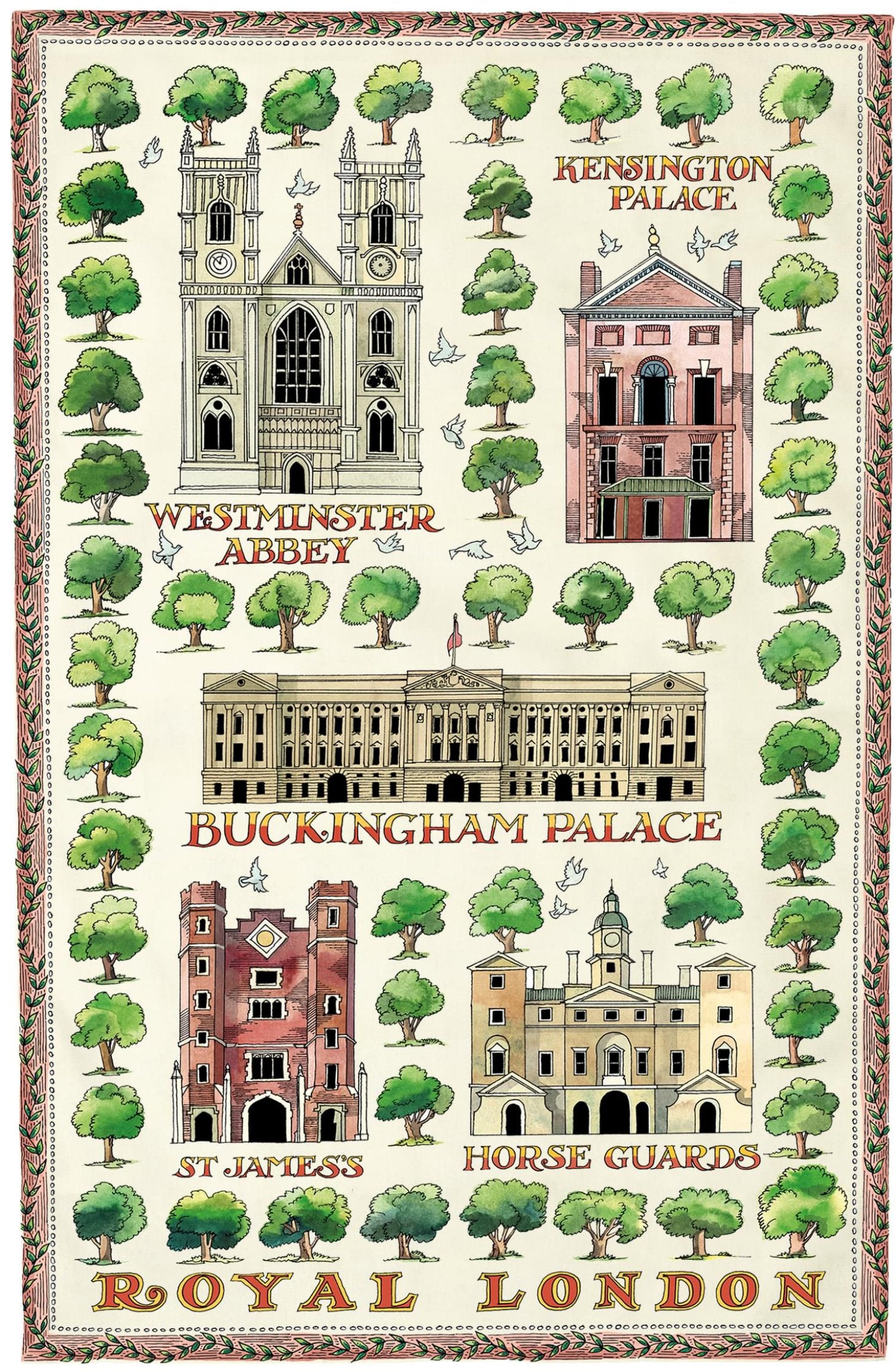 Emma Bridgewater "Royal London", Pure cotton tea towel. Printed in the EU.