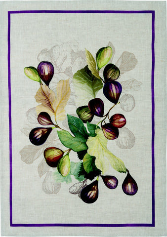 Tessitura Toscana Telerie, “Douches - Fichi”, Pure linen printed tea towel.