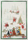 Tessitura Toscana Telerie, “Jingle Woof - Green”, Pure linen printed tea towel.