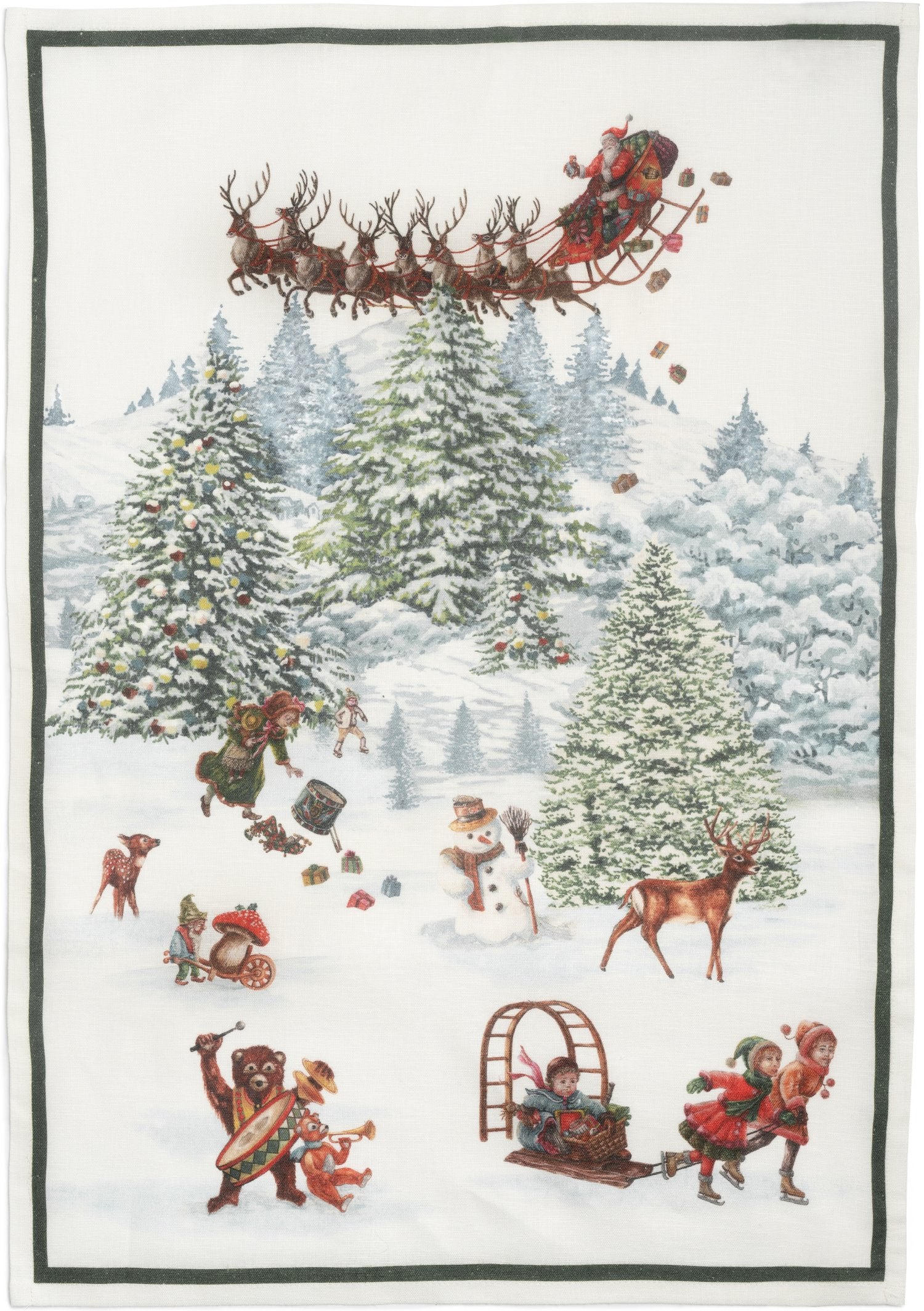Tessitura Toscana Telerie, “Incanto - Verde”, Pure linen printed tea towel.