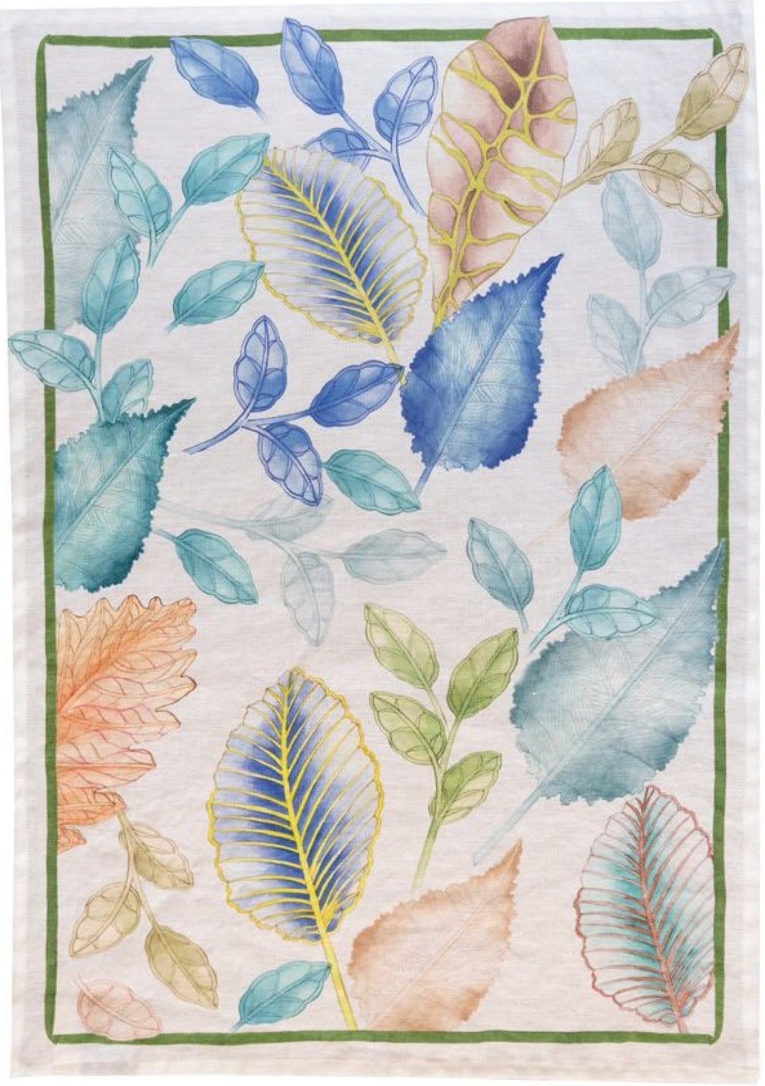 Tessitura Toscana Telerie, “Foliage Green”, Pure hemp printed tea towel.