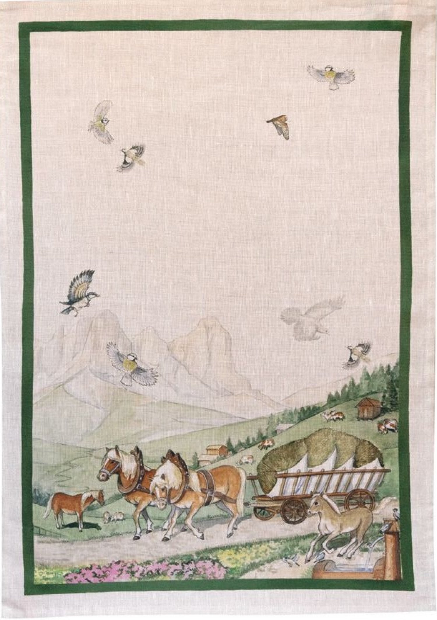 Tessitura Toscana Telerie, “Maso Verde”, Pure linen printed tea towel.