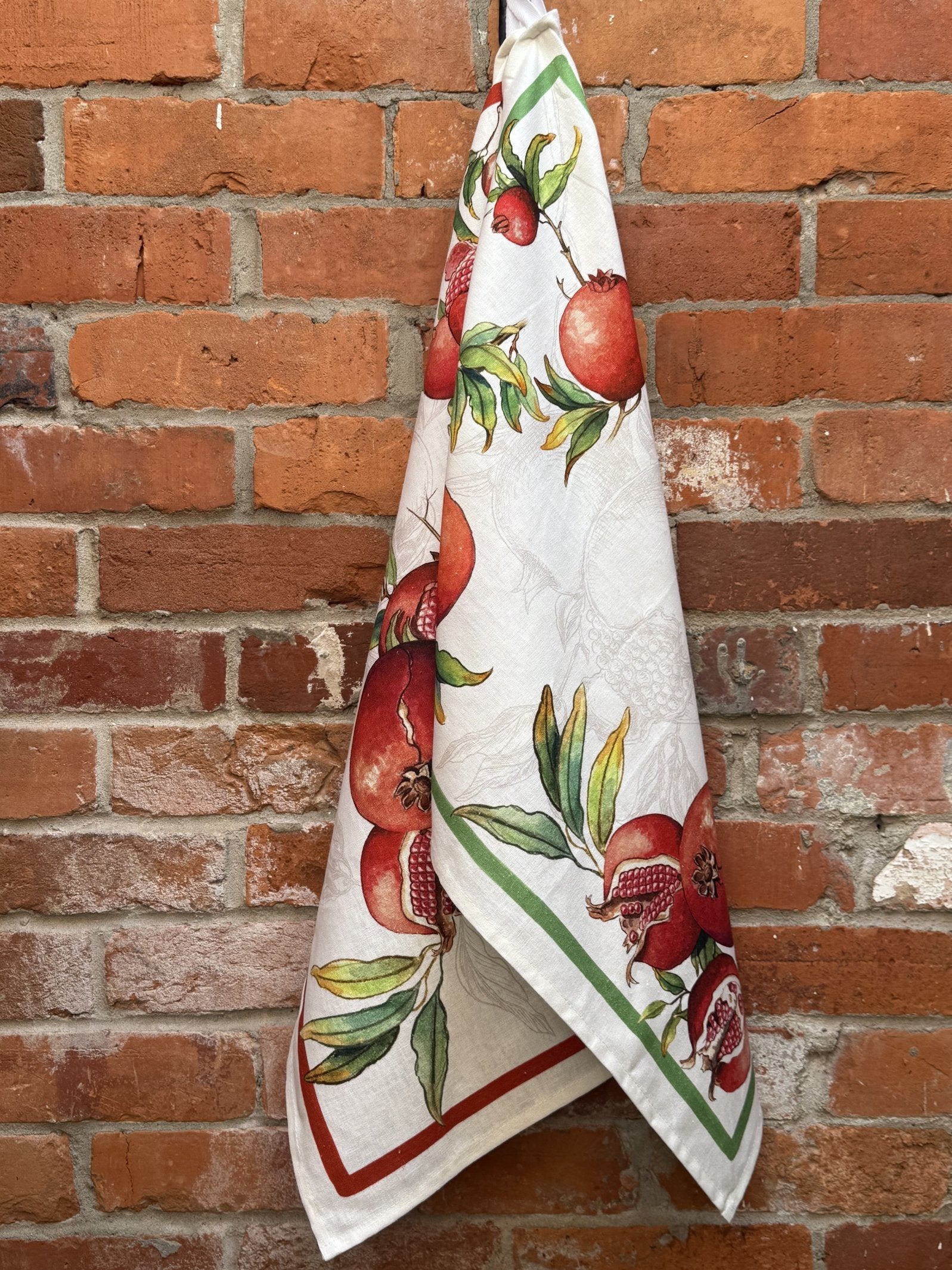 Tessitura Toscana Telerie, “Zakuro-Verde”, Pure linen printed tea towel.