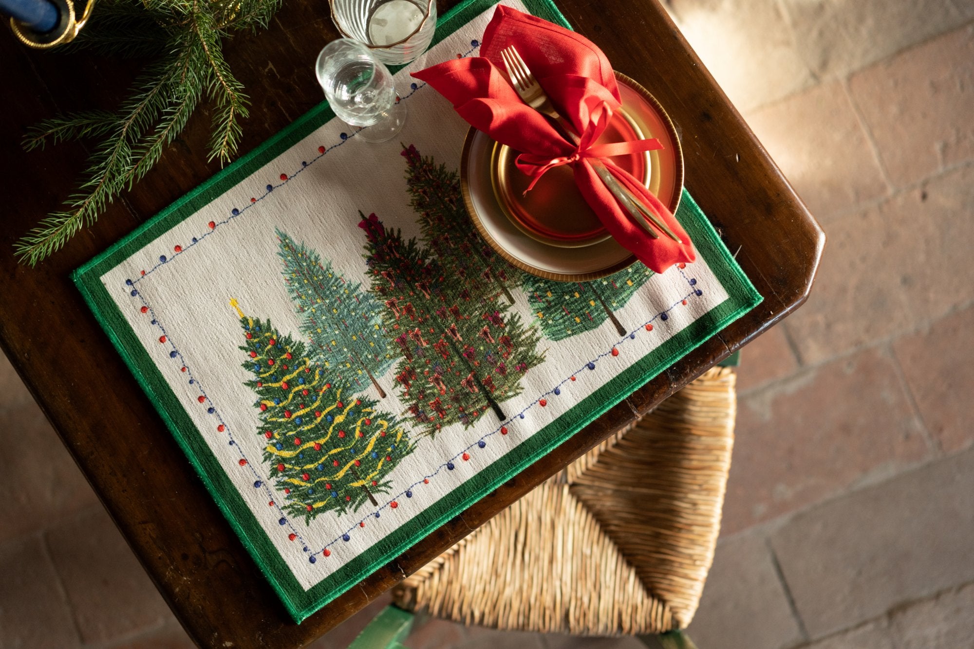 Tessitura Toscana Telerie, “Fairy Trees”, Xmas placemats pack of 2