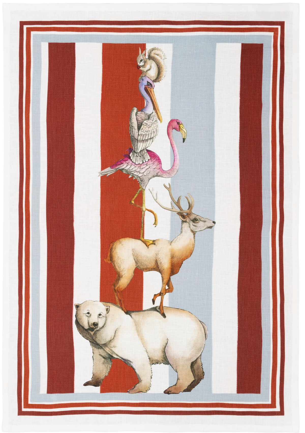 Tessitura Toscana Telerie, “Brema-Orso”, Pure linen printed tea towel.