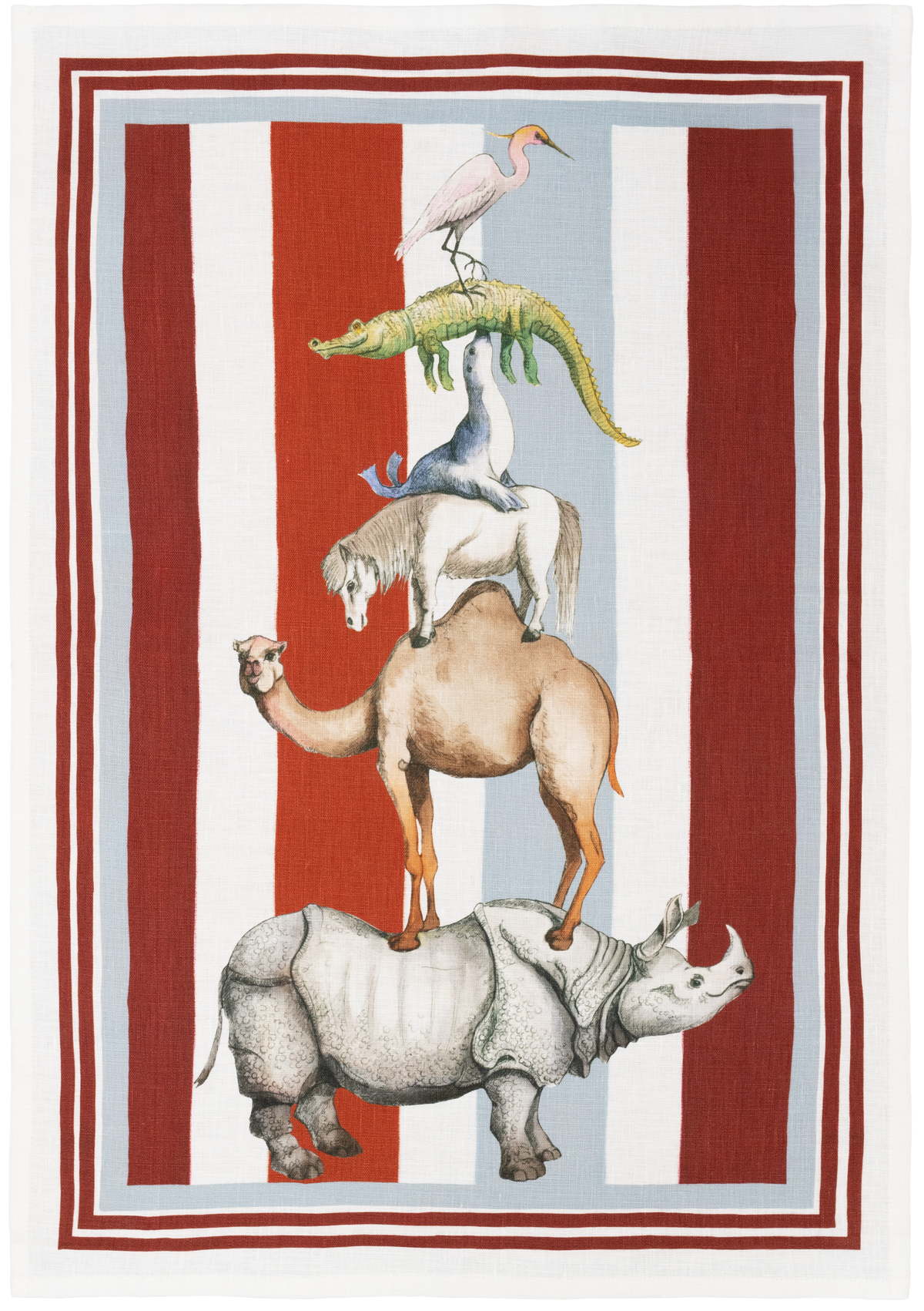 Tessitura Toscana Telerie, “Brema-Rino”, Pure linen printed tea towel.
