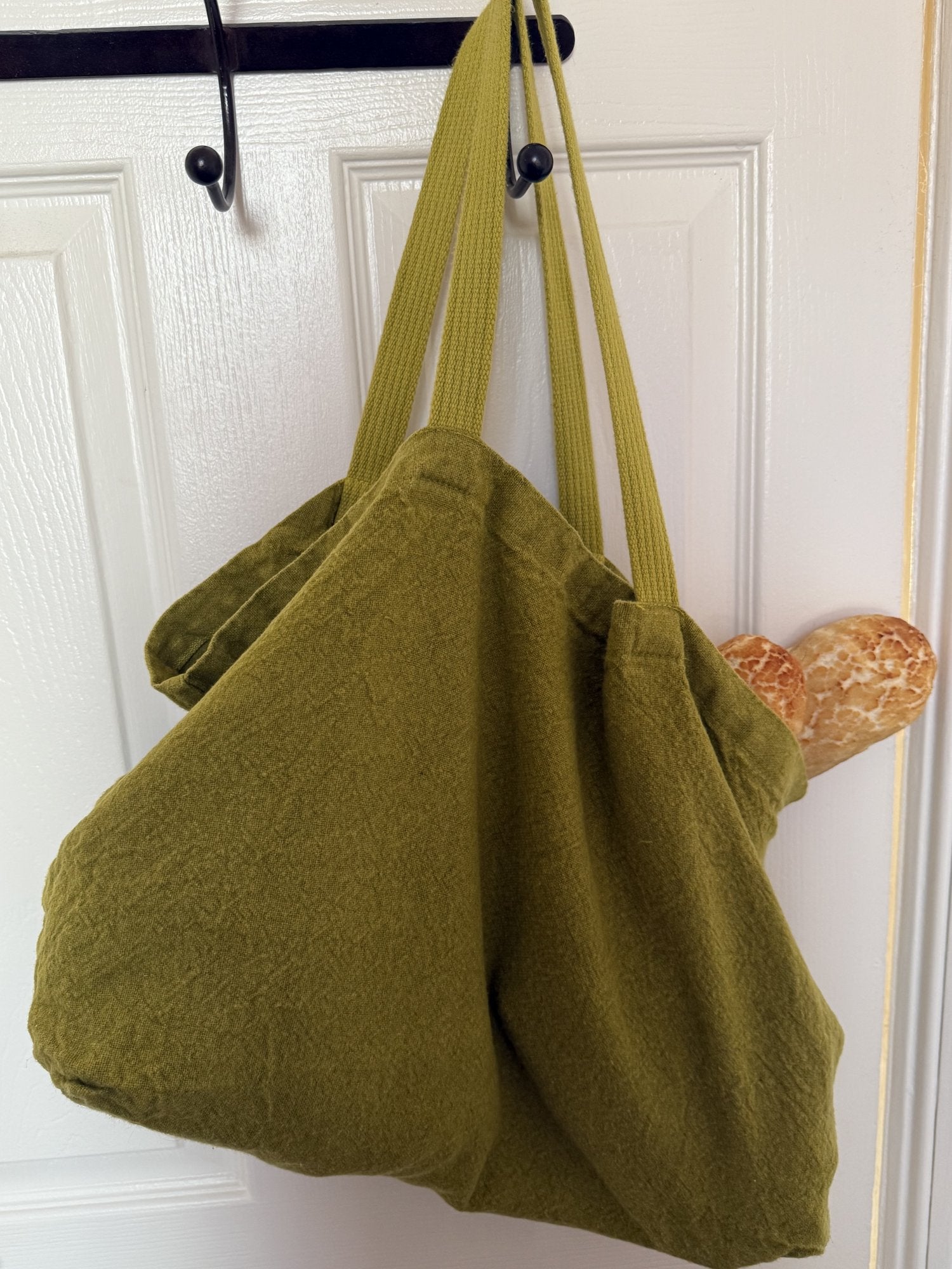 Charvet Éditions "Doudou Bag" (Bergamot), Natural linen bag. Made in France.