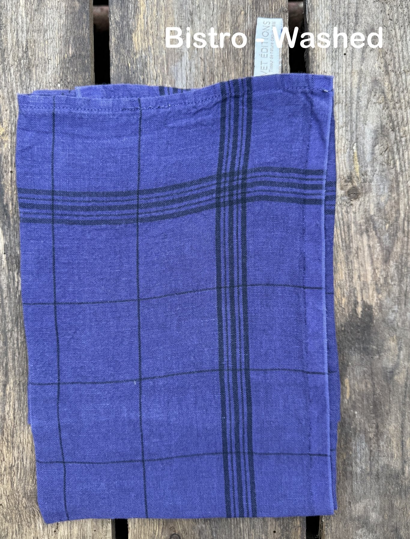 Charvet Editions "Bistro" (Cassis), Natural woven linen tea towel. Made in France..