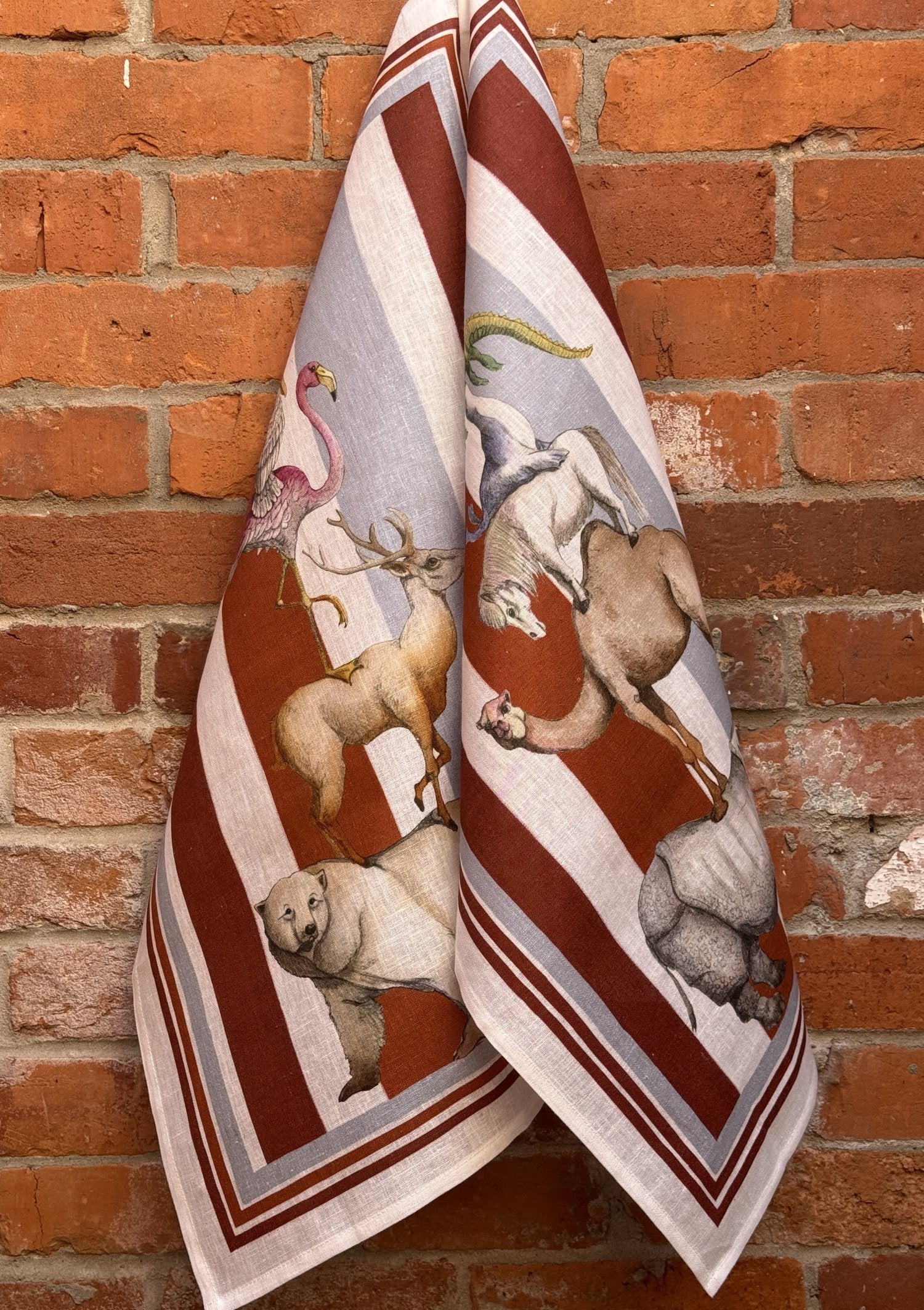 Tessitura Toscana Telerie, “Brema-Rino”, Pure linen printed tea towel.