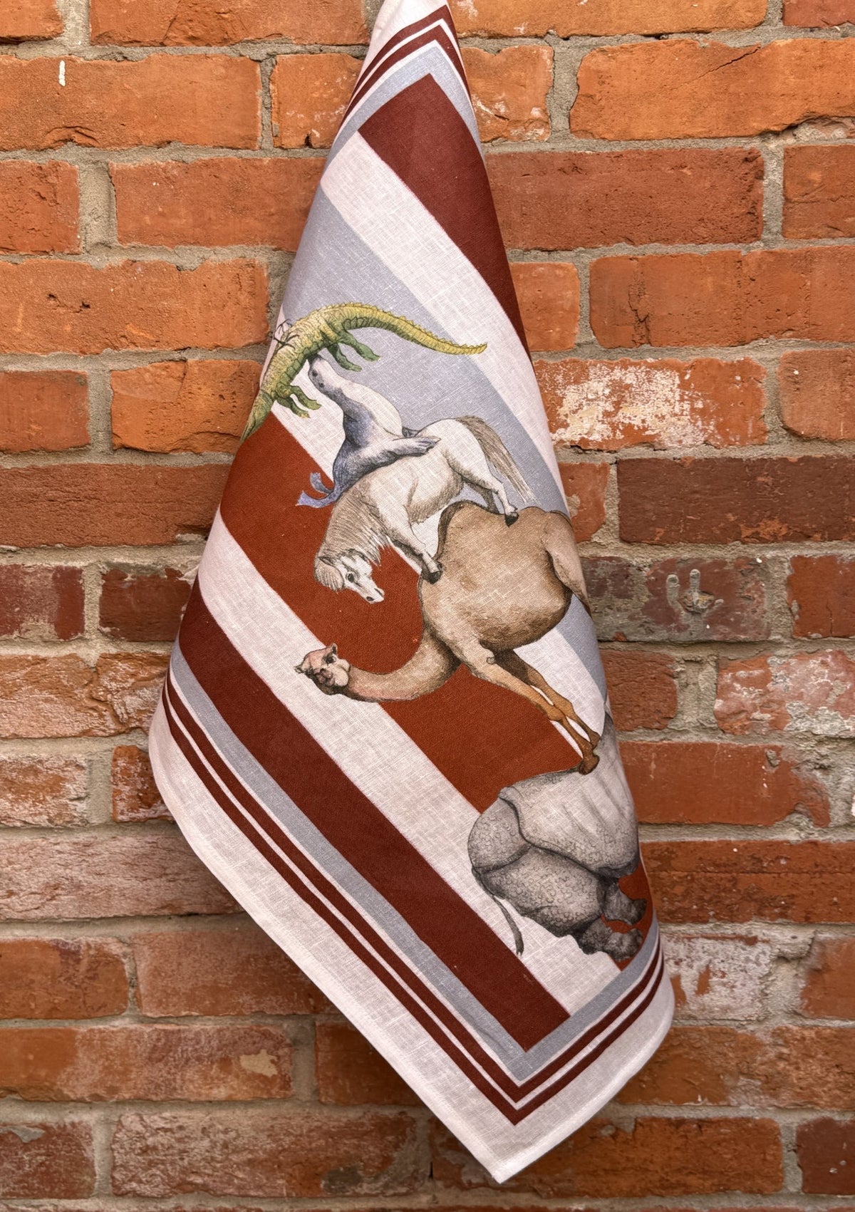 Tessitura Toscana Telerie, “Brema-Rino”, Pure linen printed tea towel.