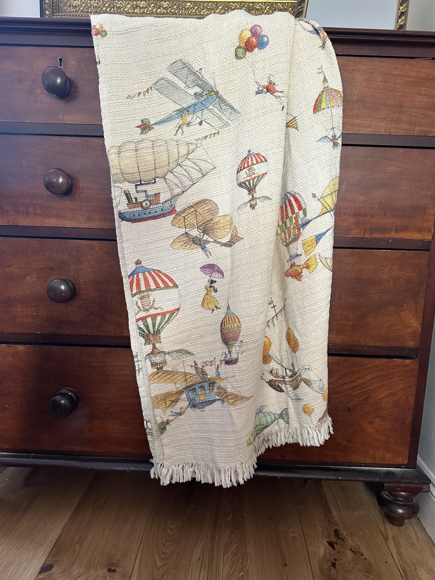 Tessitura Toscana Telerie, “Flyby”, Woven cotton printed throw.