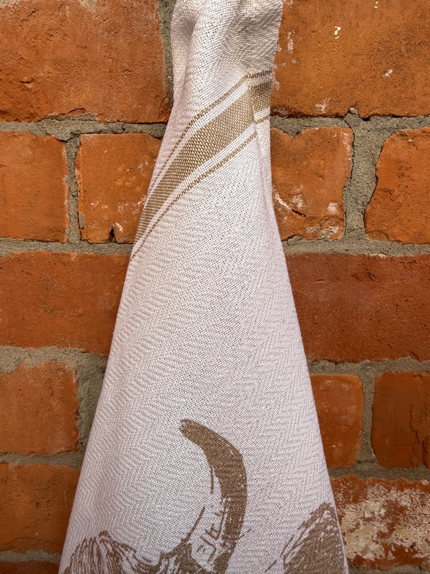 Indian Woven, “Bull-Fawn”, Cotton waffle tea towel - Home Landing