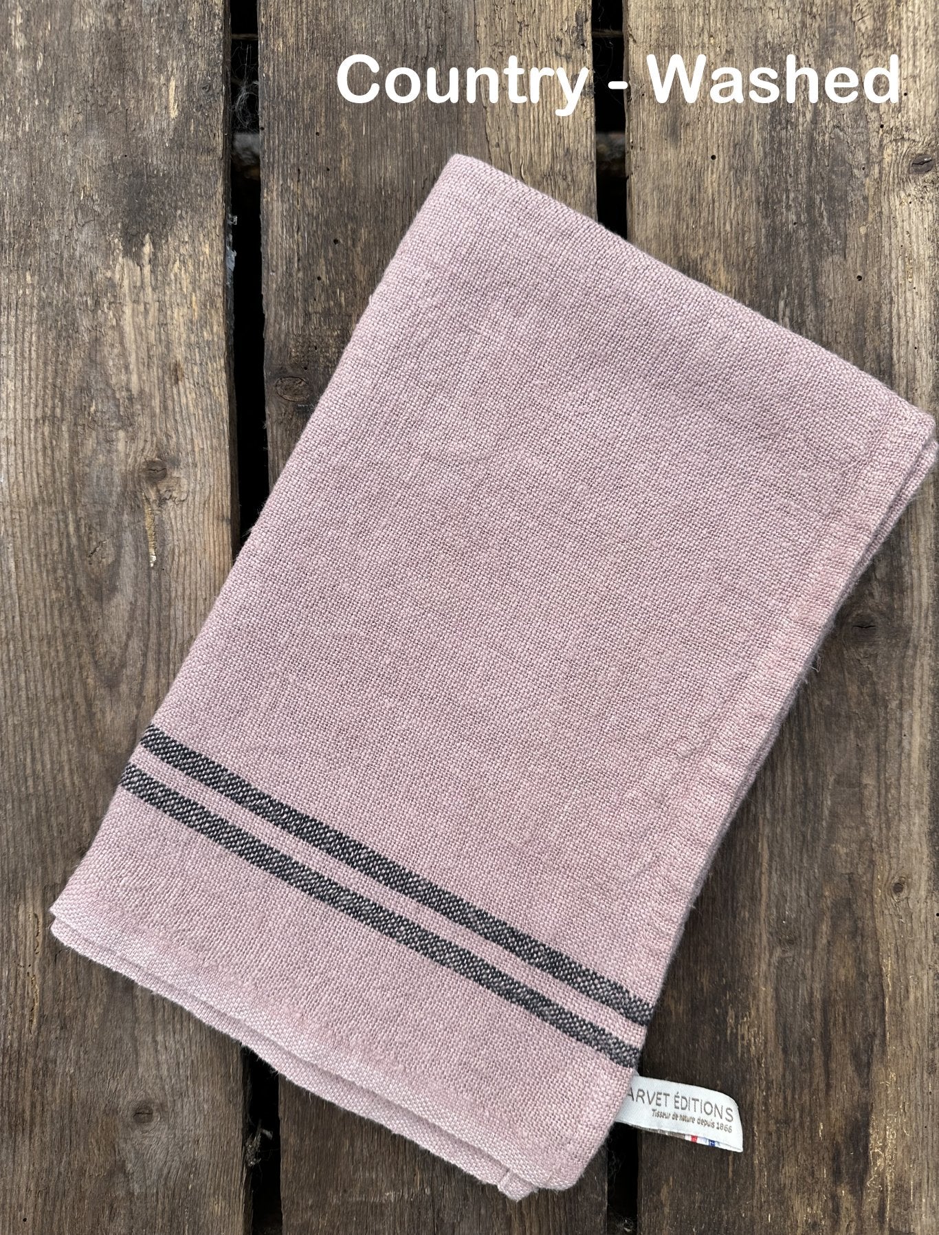 Charvet Editions "Country Washed & Dyed" (Rose The), Natural woven linen tea towel. Made in France.