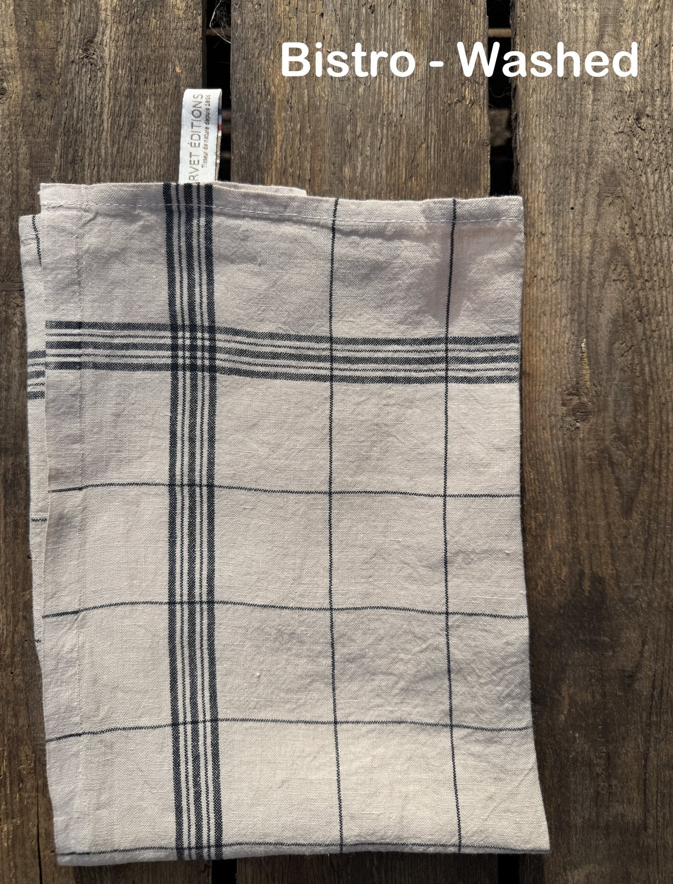 Charvet Éditions "Bistro" (Moka), Natural woven linen tea towel. Made in France.