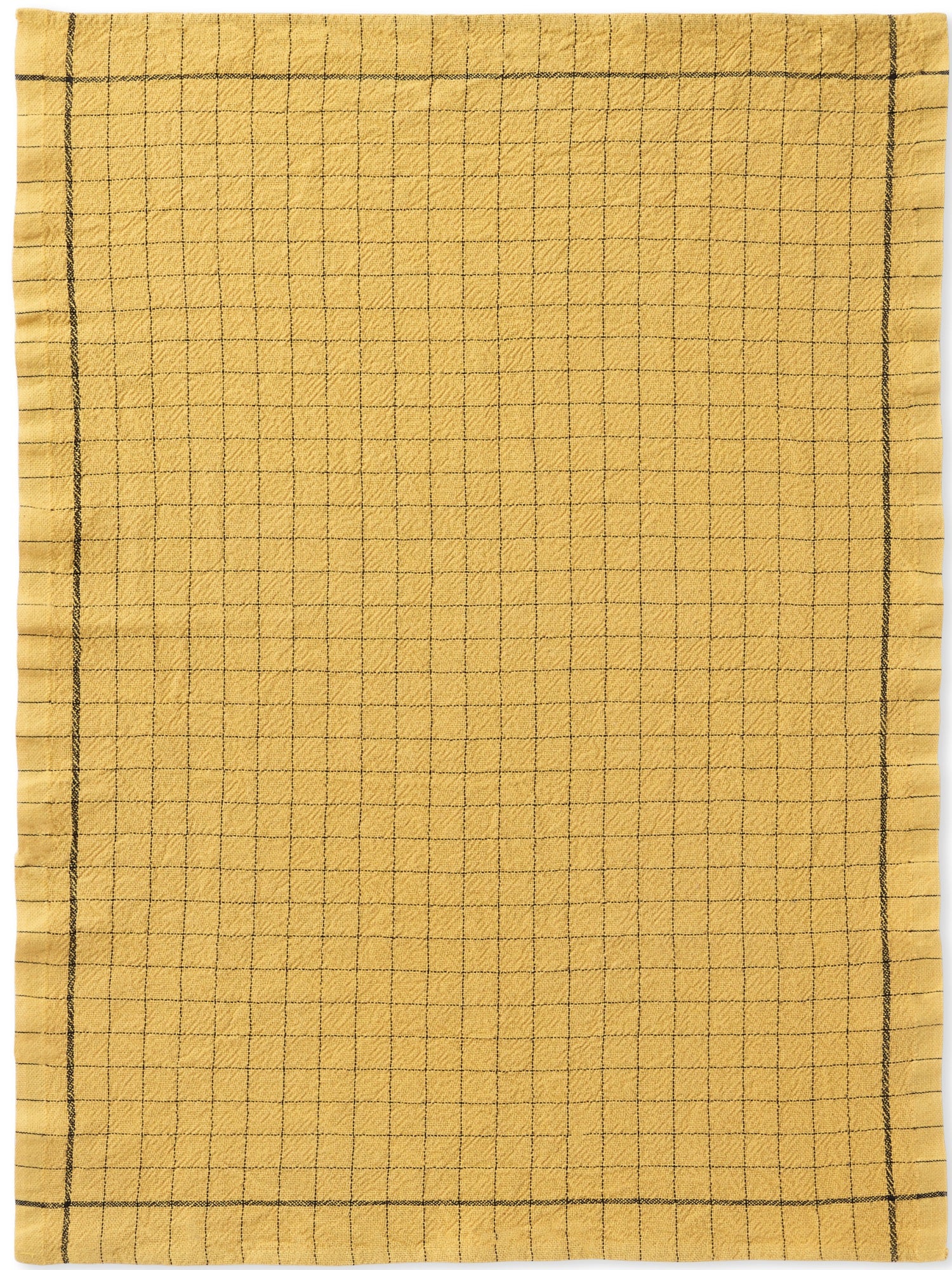 Charvet Editions "Recycle" (Moutarde), Linen & cotton tea towel. Made in France.