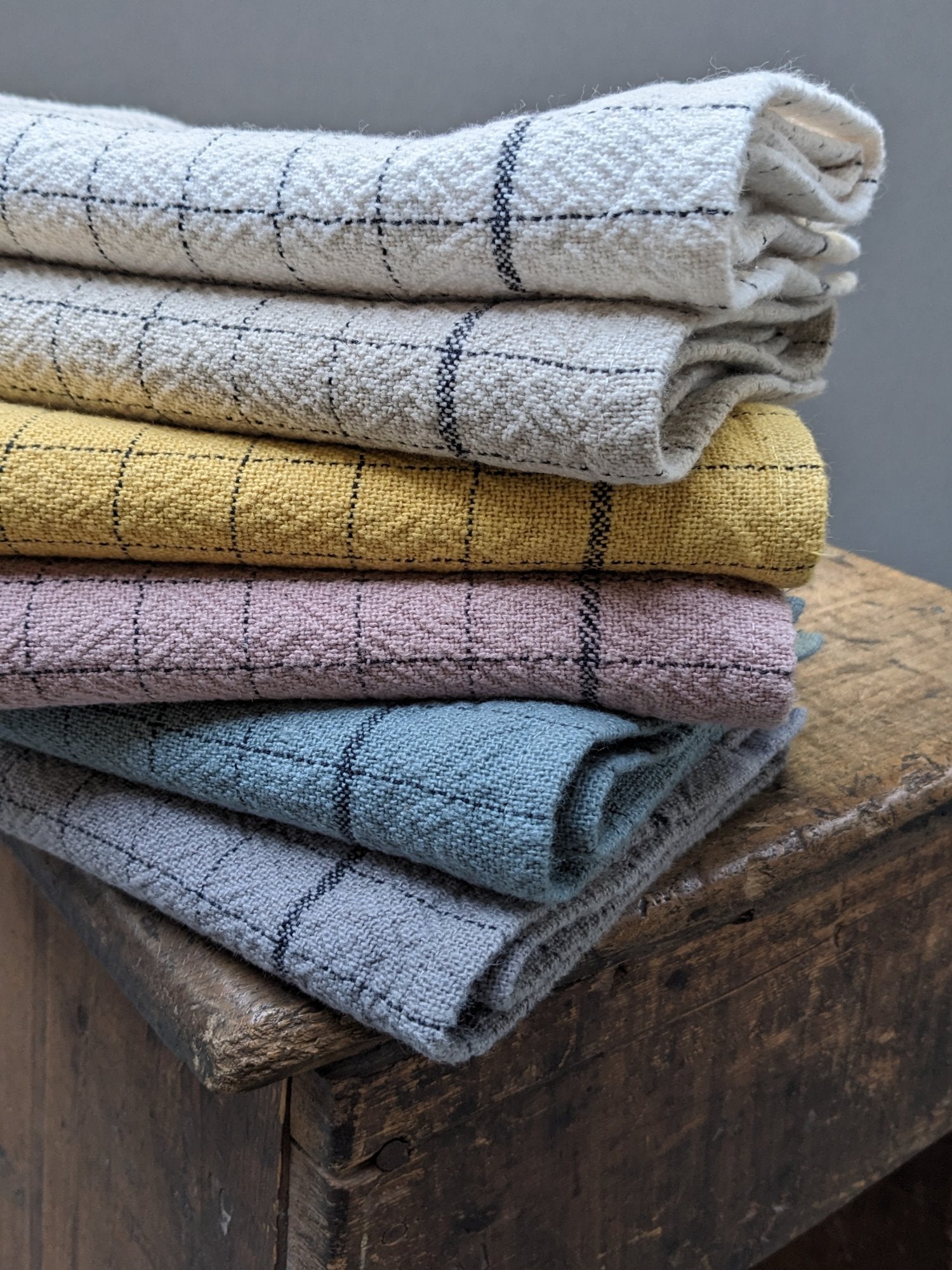 Charvet Editions "Recycle" (Vert de Gris), Linen & cotton tea towel. Made in France.