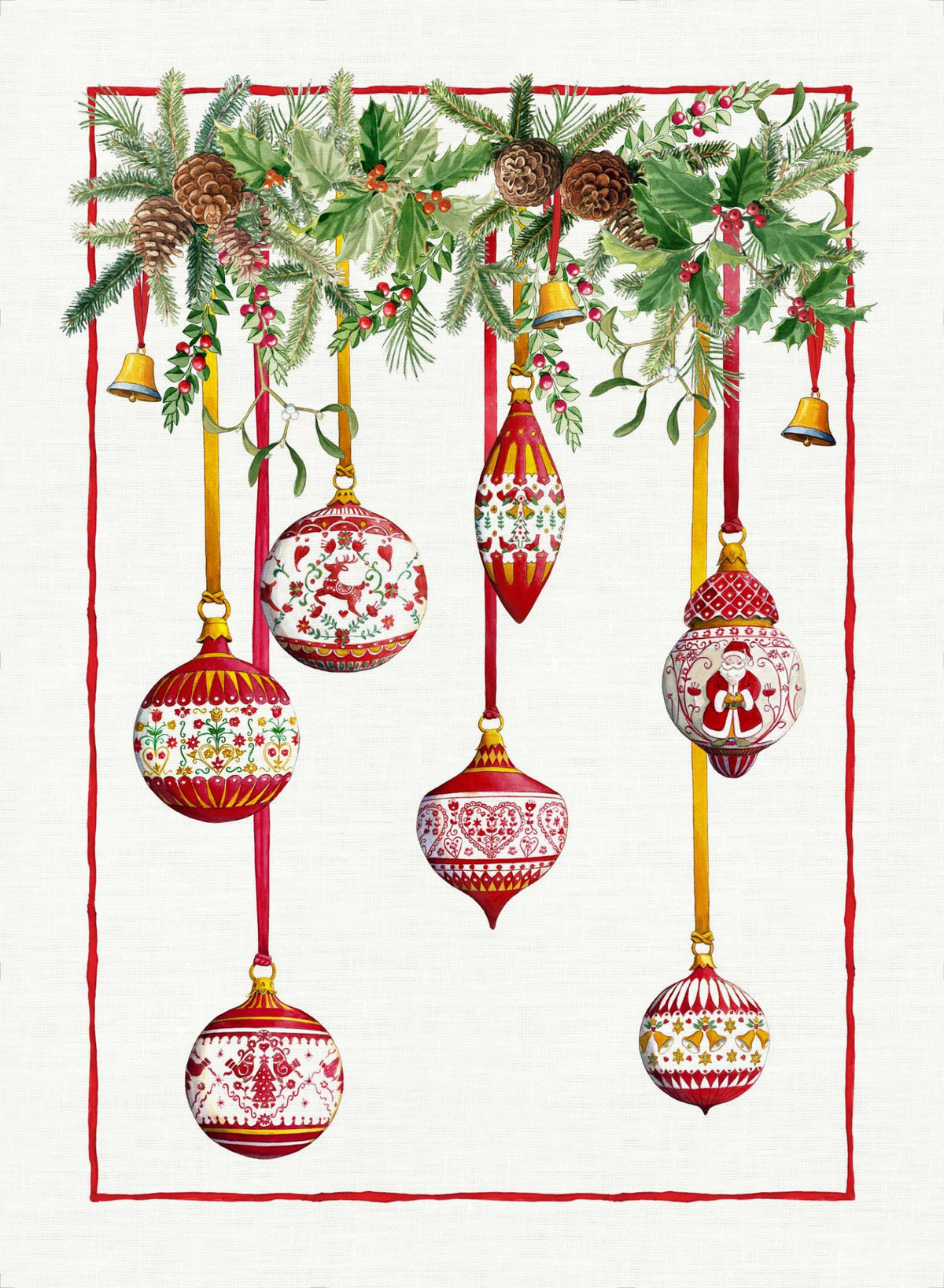 Tessitura Toscana Telerie, “Pinoel-Rosso”, Pure linen printed tea towel.