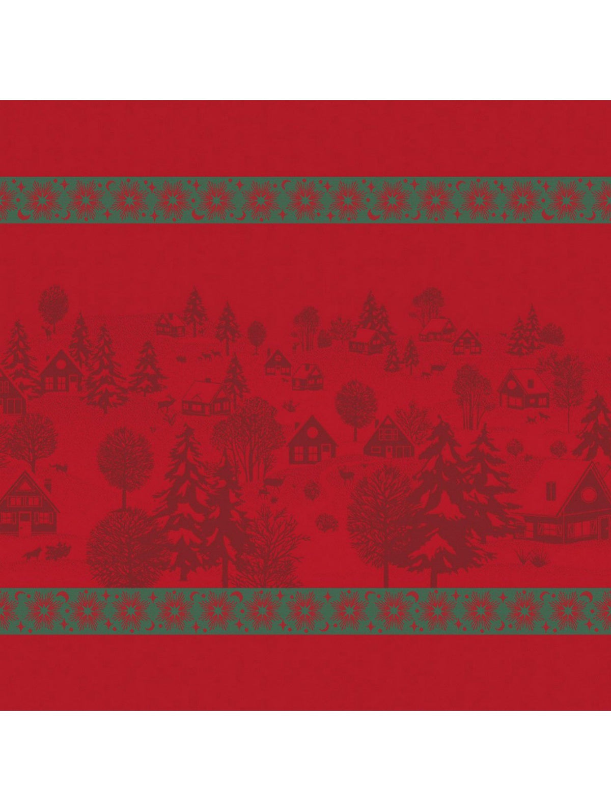 Jacquard Français "Sous Les Etoiles” (Red), Woven cotton table runner. France.