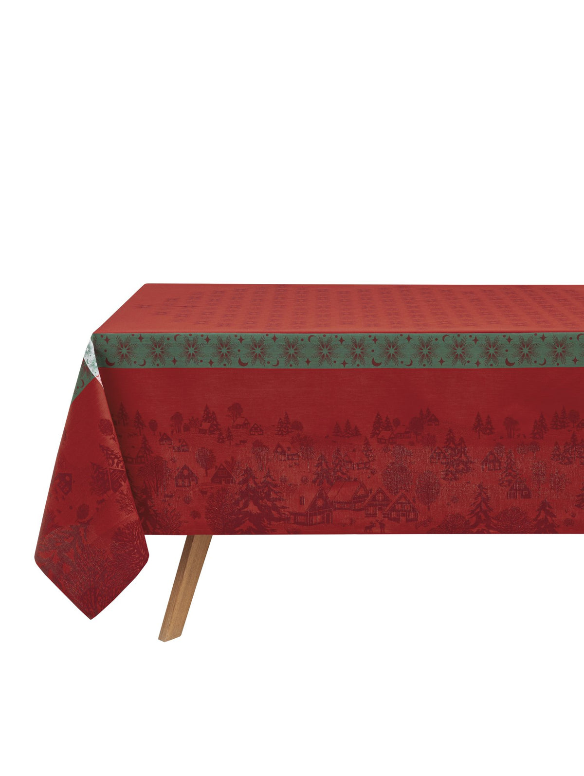 Jacquard Français "Sous Les Etoiles” (Red), Woven cotton tablecloth. France.
