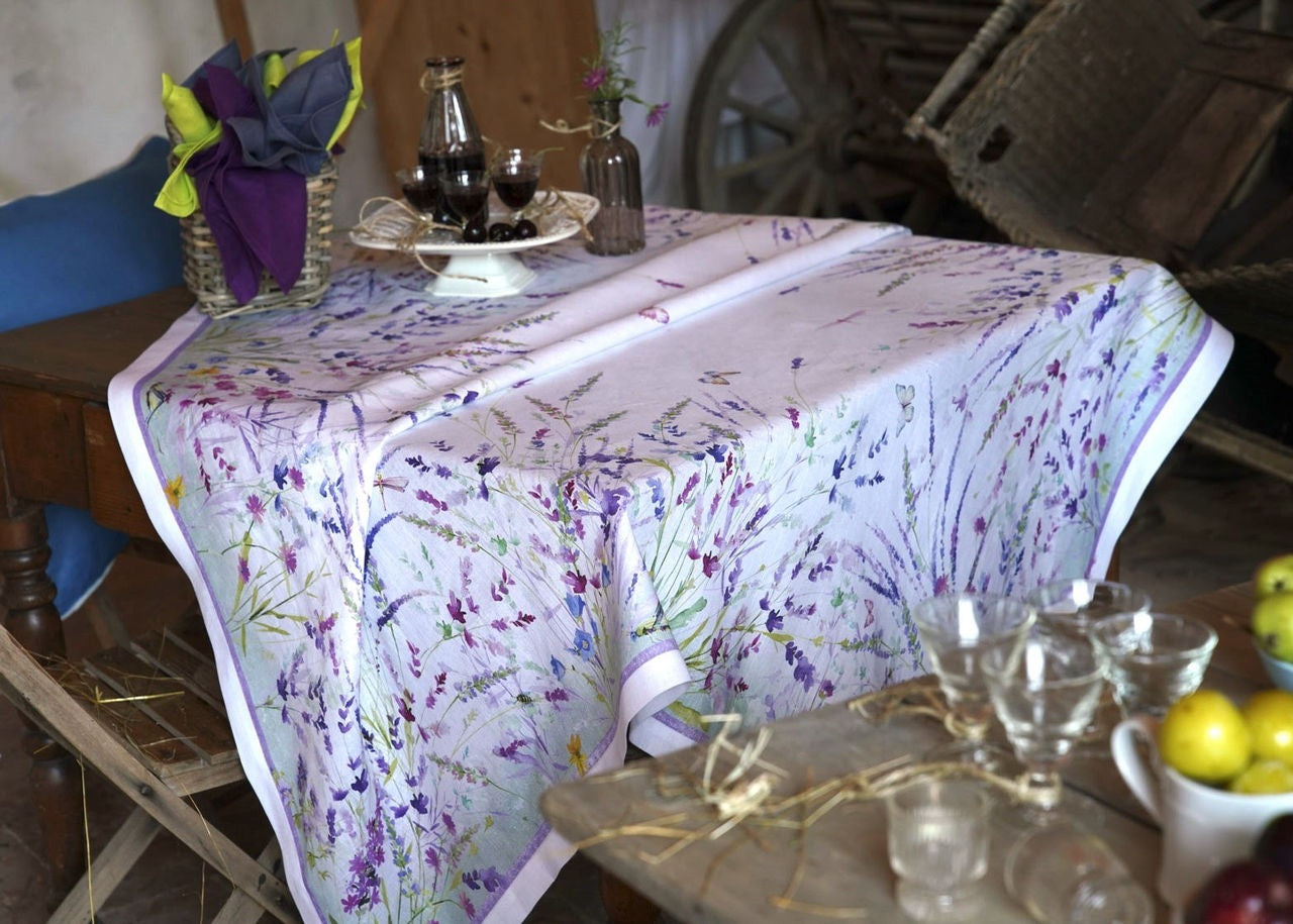 Tessitura Toscana Telerie, “Spigo" , Pure linen printed tablecloth. - Home Landing