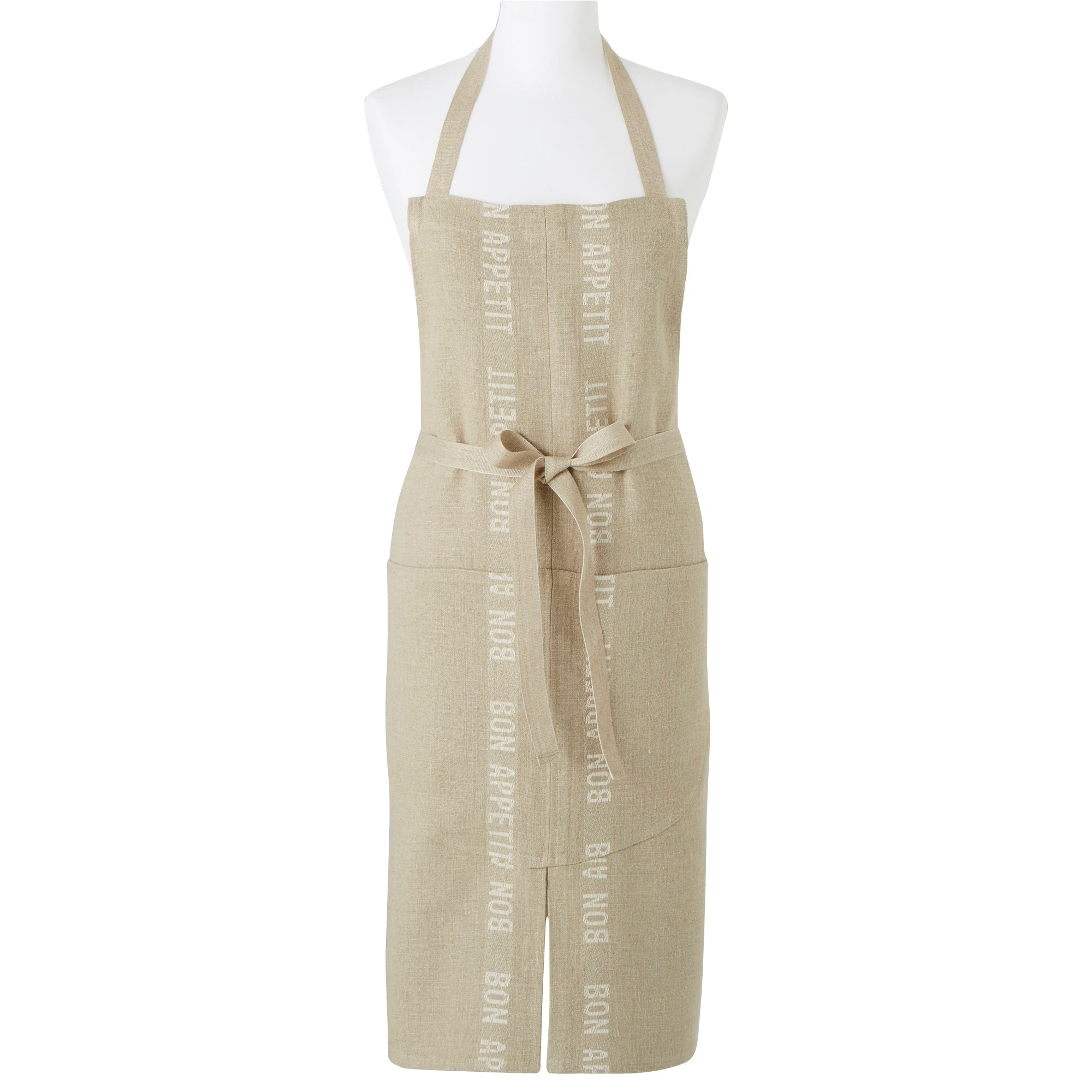 Charvet Editions "Bon Appetit" (White), Natural / White linen apron. France