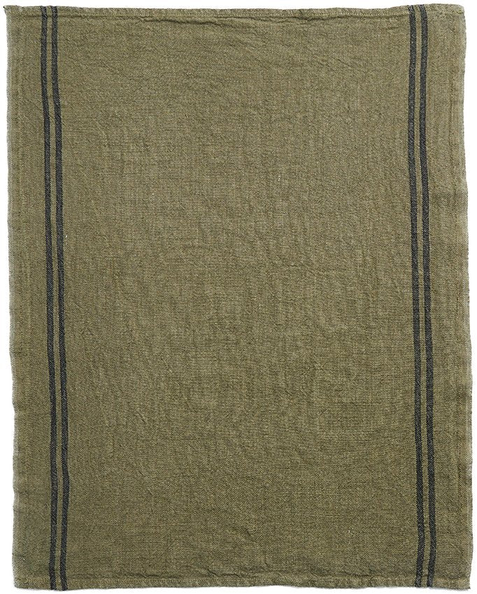 Charvet Editions "Country Washed & Dyed" (Avocat), Natural woven linen tea towel. Made in France.
