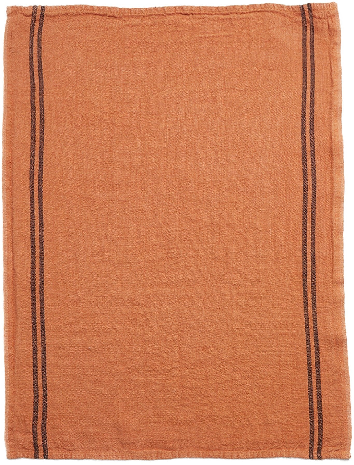 Charvet Editions "Country Washed & Dyed" (Carotte), Natural woven linen tea towel. Made in France.