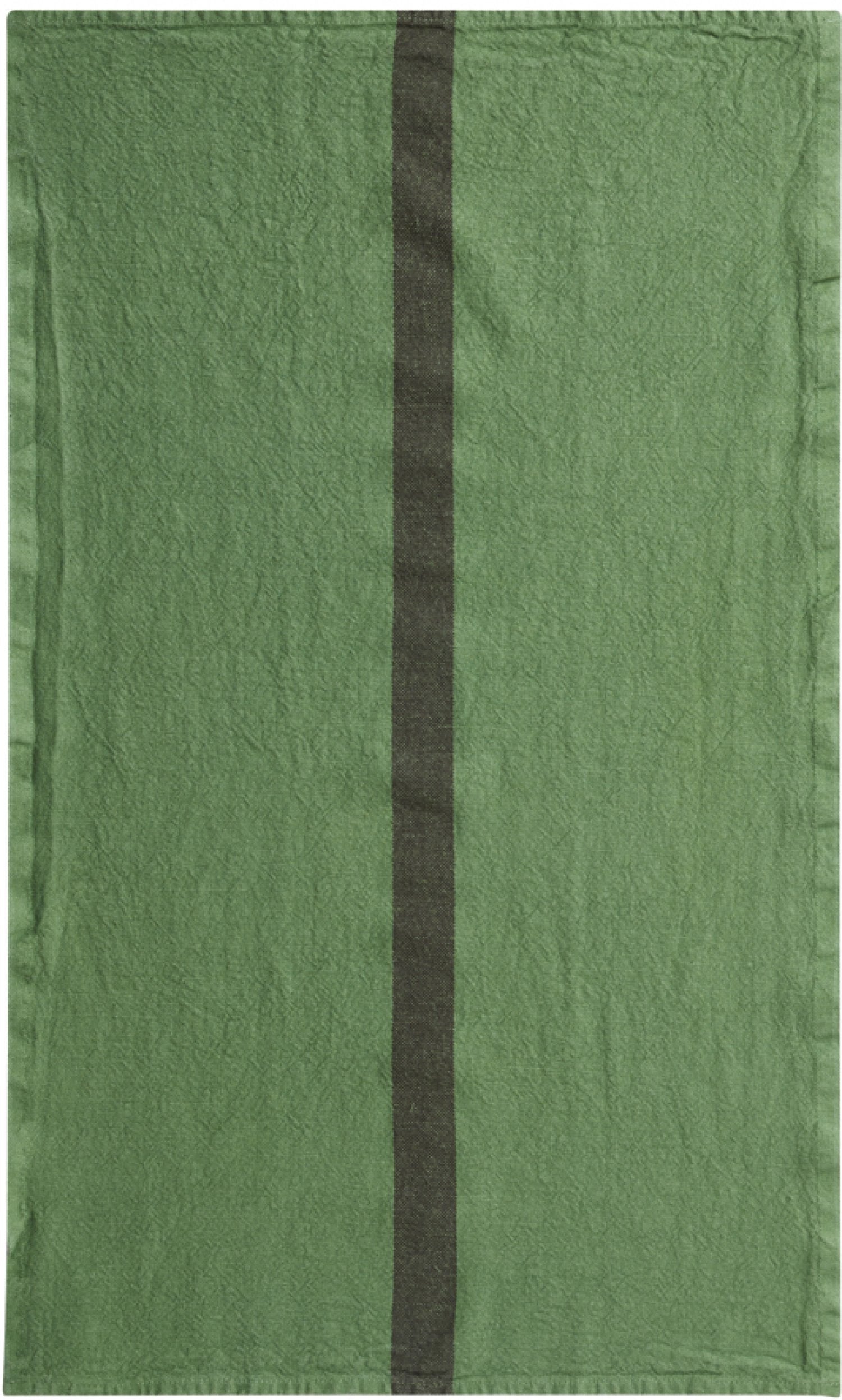 Charvet Editions "Doudou Stripe" (Prairie & Marron), Woven linen tea towel. Made in France.
