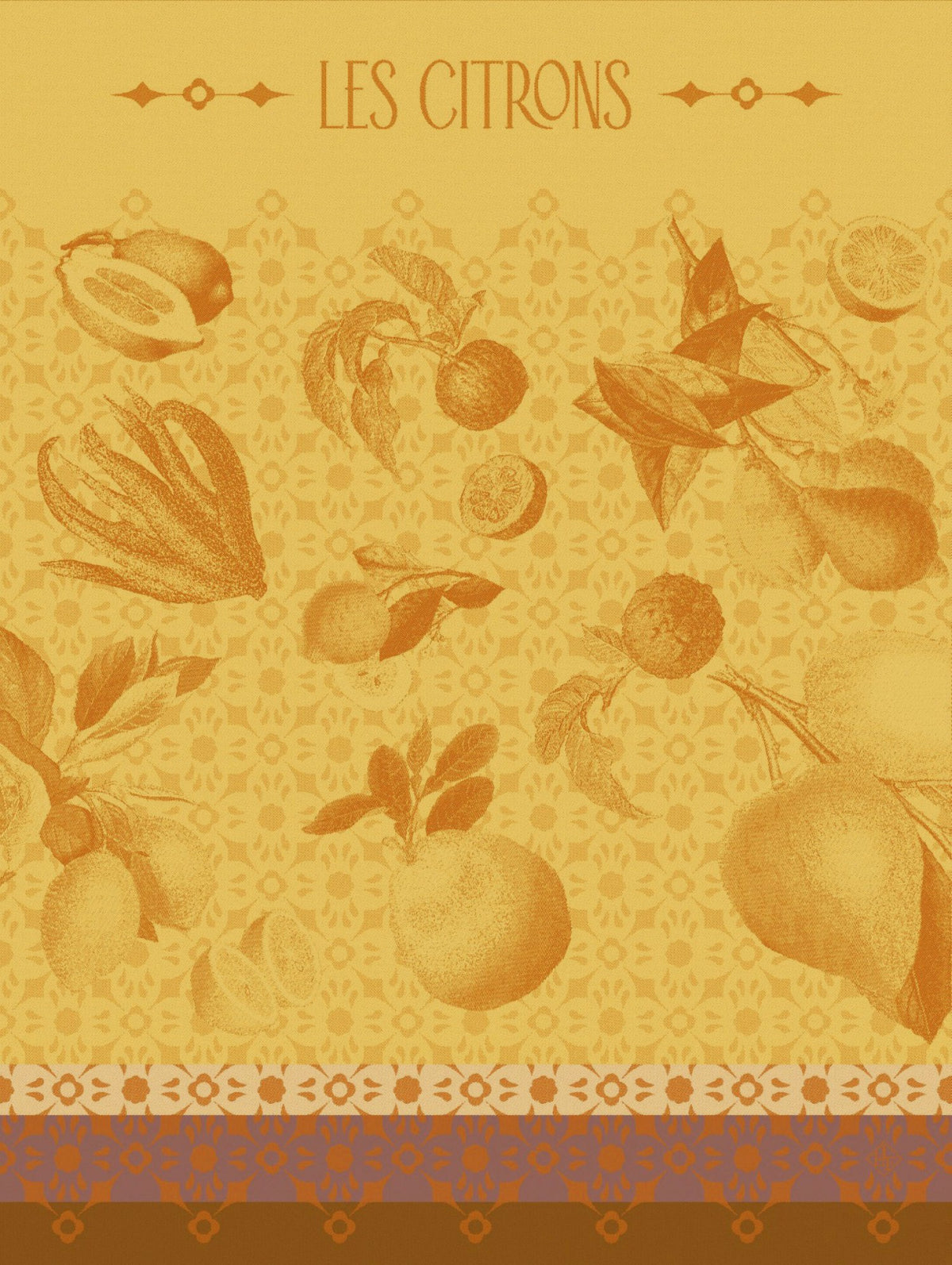 Jacquard Français "La Beaute du Zeste" (Orange), Woven cotton tea towel. Made in France.