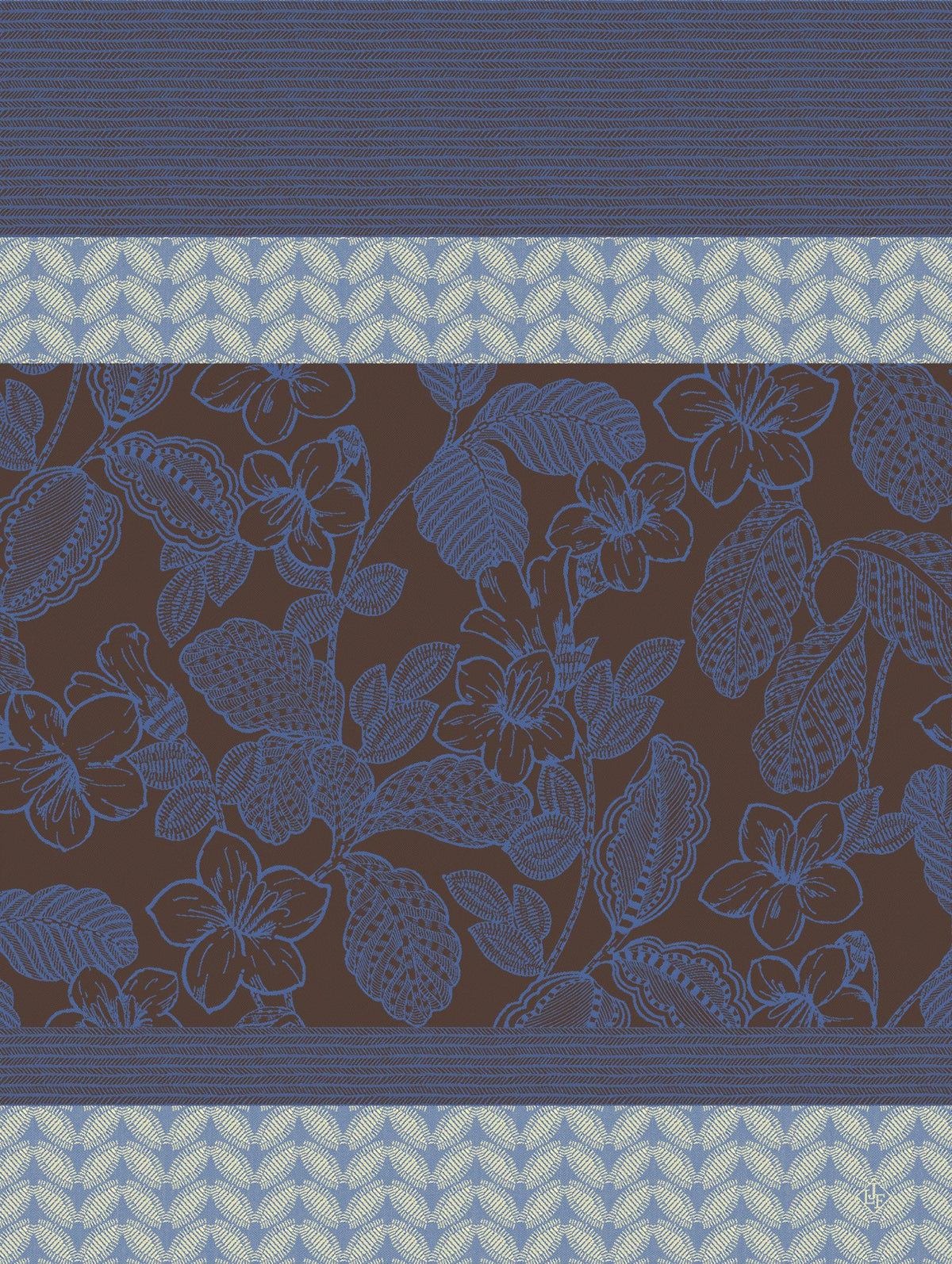 Jacquard Français "Sulawesi" (Blue), Woven cotton tea towel. Made in France.