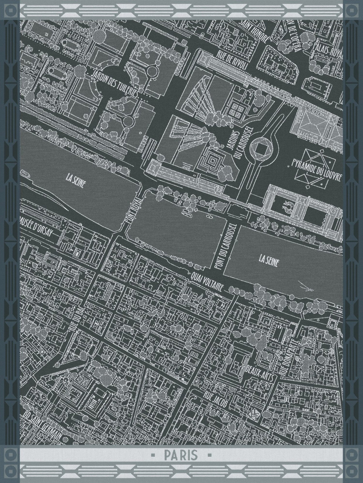 Jacquard Français "A Vol d’Oiseau Paris" (Black), Woven cotton tea towel. Made in France. (Copy)