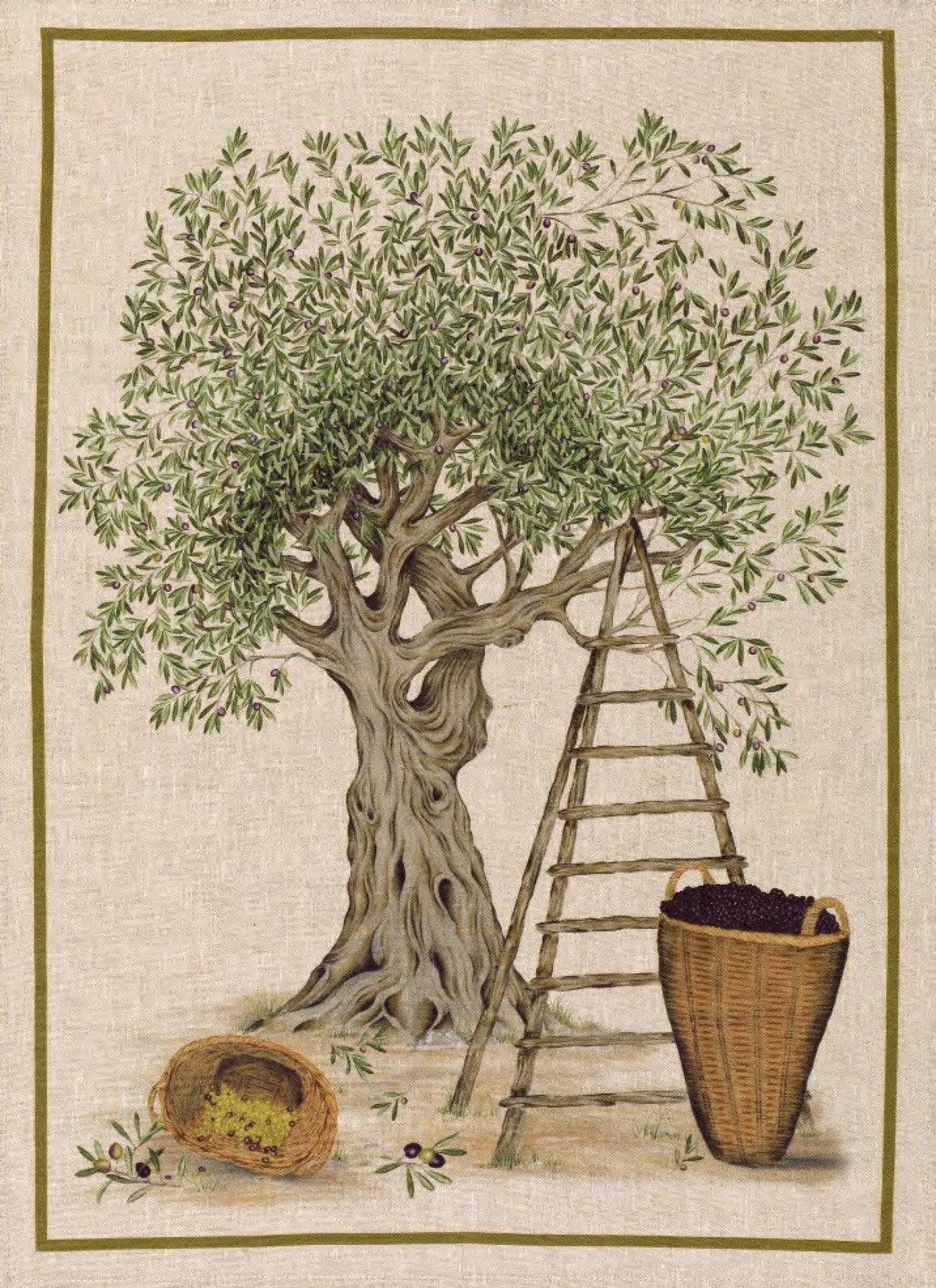 Tessitura Toscana Telerie, “D.O.P. - Verde”, Pure linen printed tea towel.
