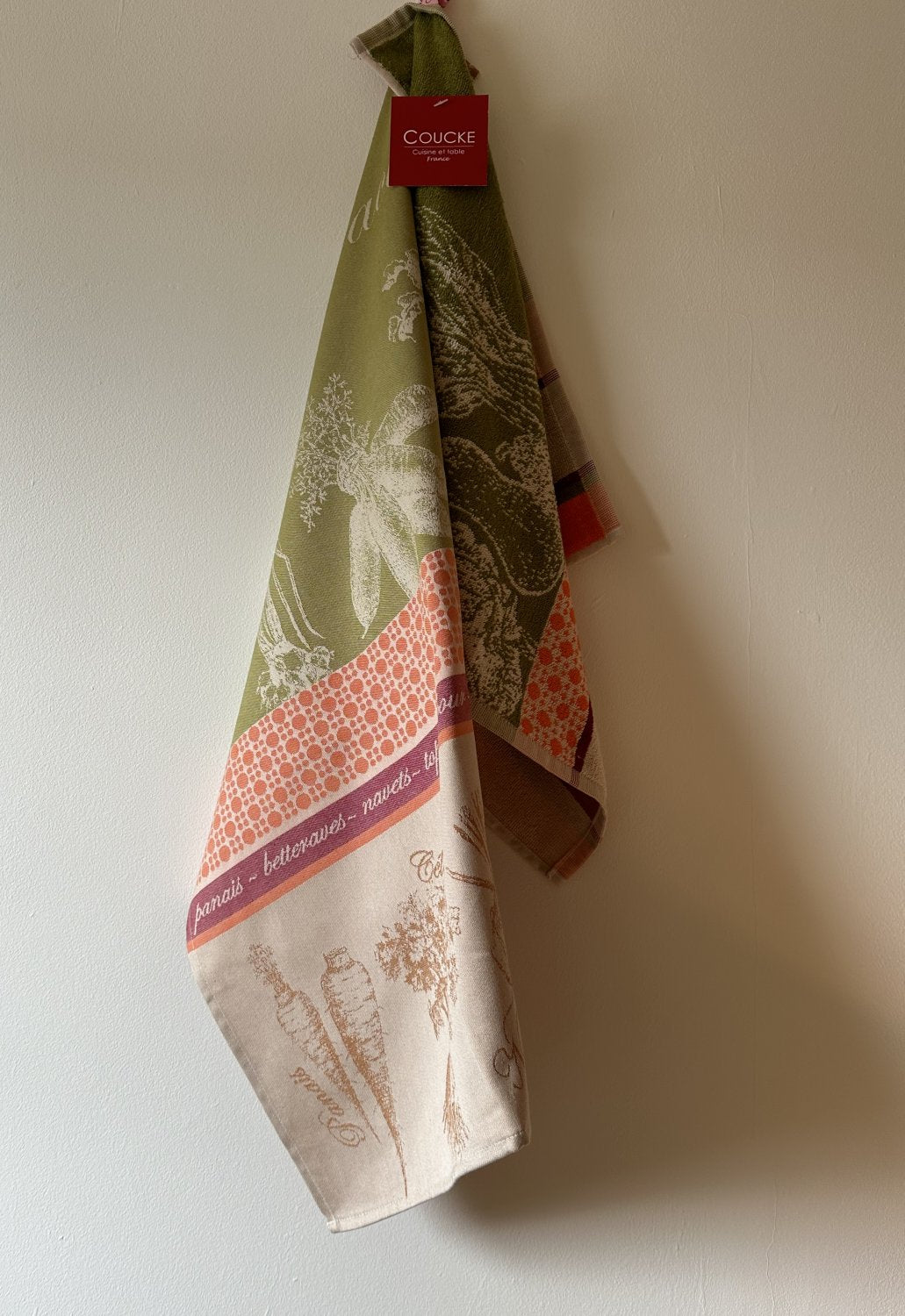 Coucke "Legumes Racines", Woven cotton tea towel. Designed in France.