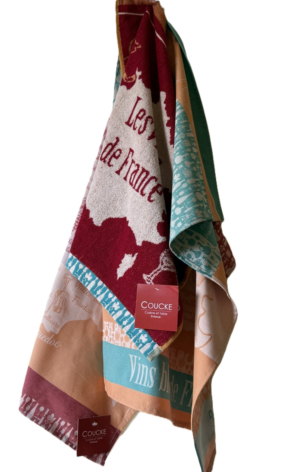 Coucke "Les Vins de France", Cotton terry hand towel. Designed in France.