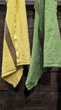 Charvet Éditions "Doudou Stripe" (Yuzu Yellow & Marron), Woven linen tea towel. Made in France.
