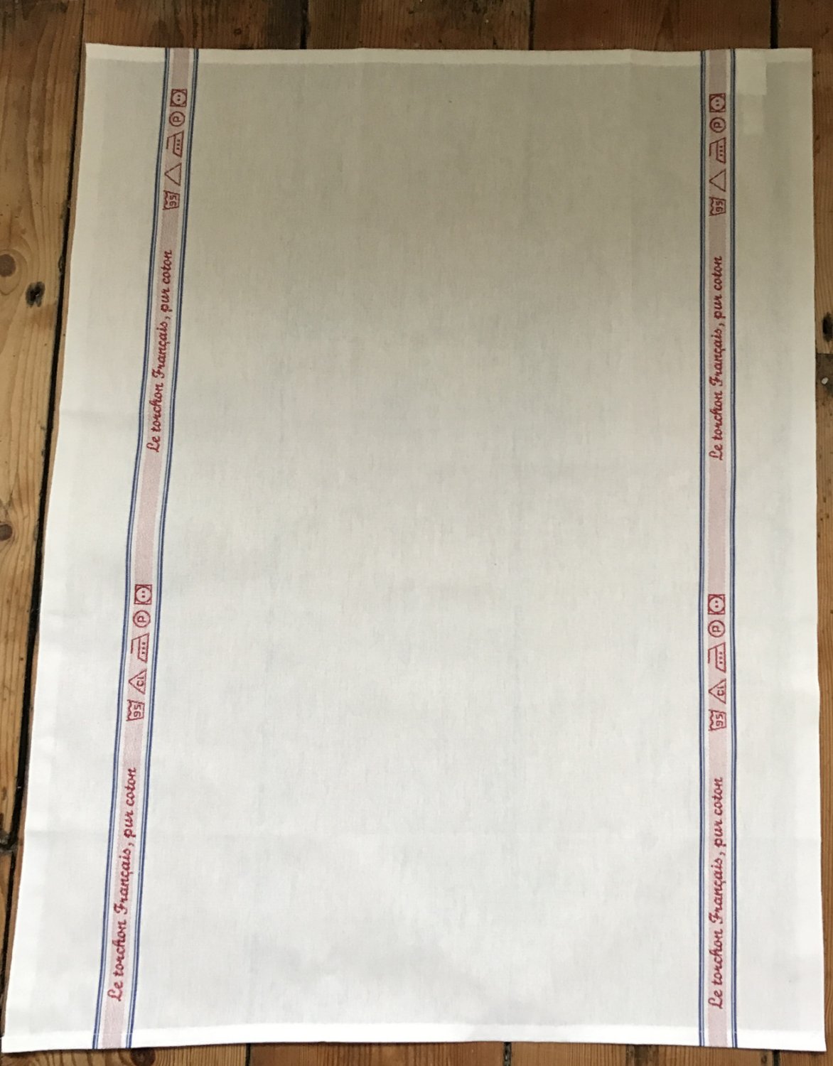 Charvet Editions "Le Tourchon Francais", white woven cotton tea towel. Made in France. - Home Landing