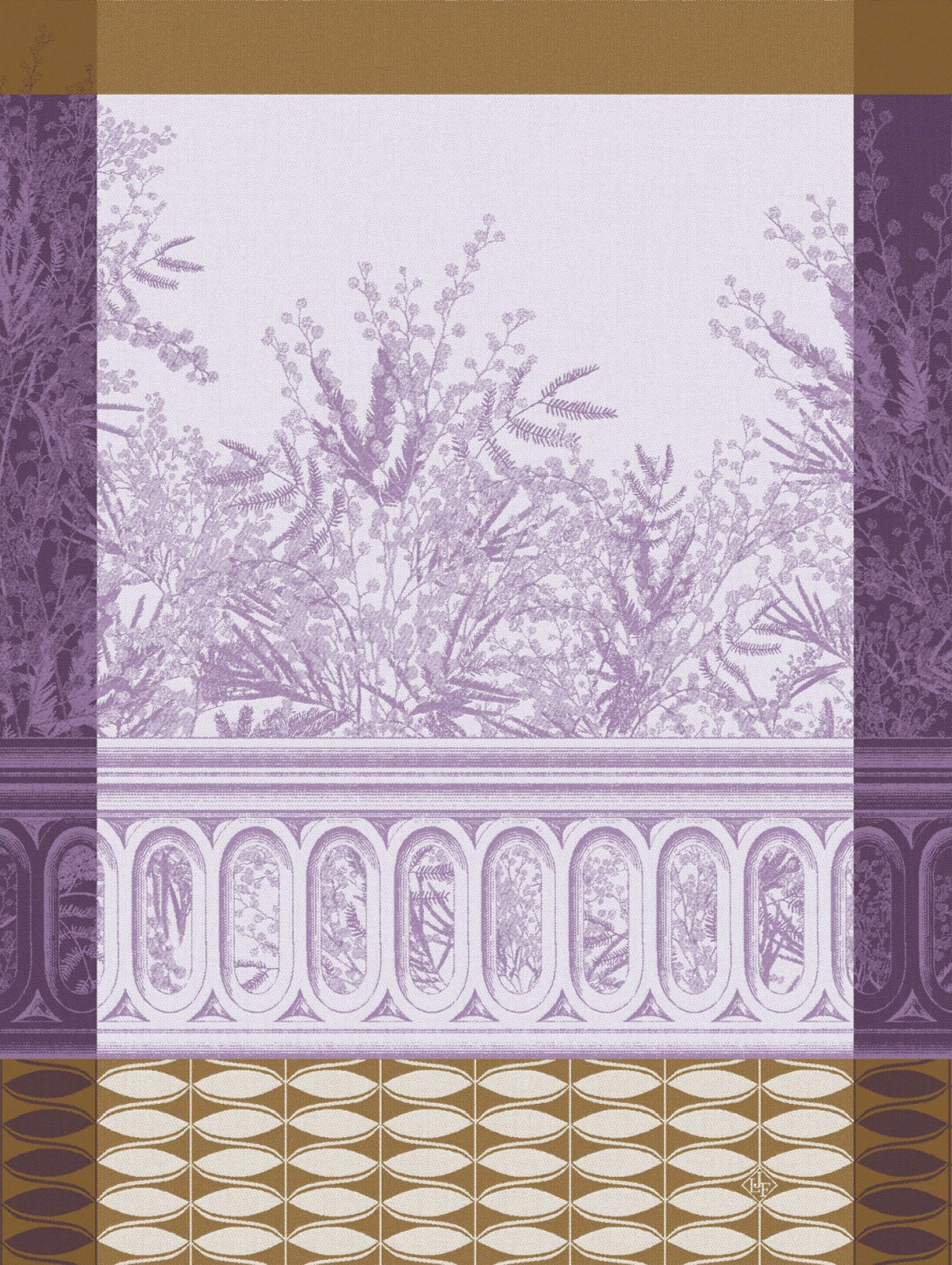 Jacquard Français "Riviera Mimosa" (Purple), Woven cotton tea towel. Made in France.