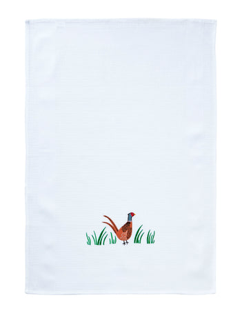 Ulster Weavers, "Pheasant Waffle", Pure Cotton embroidered tea towel