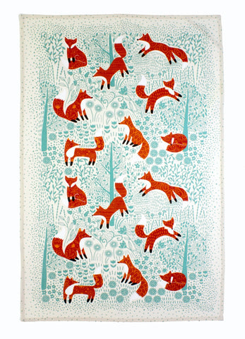 Ulster Weavers, "Foraging Foxes", Pure Cotton printed tea towel - Home Landing