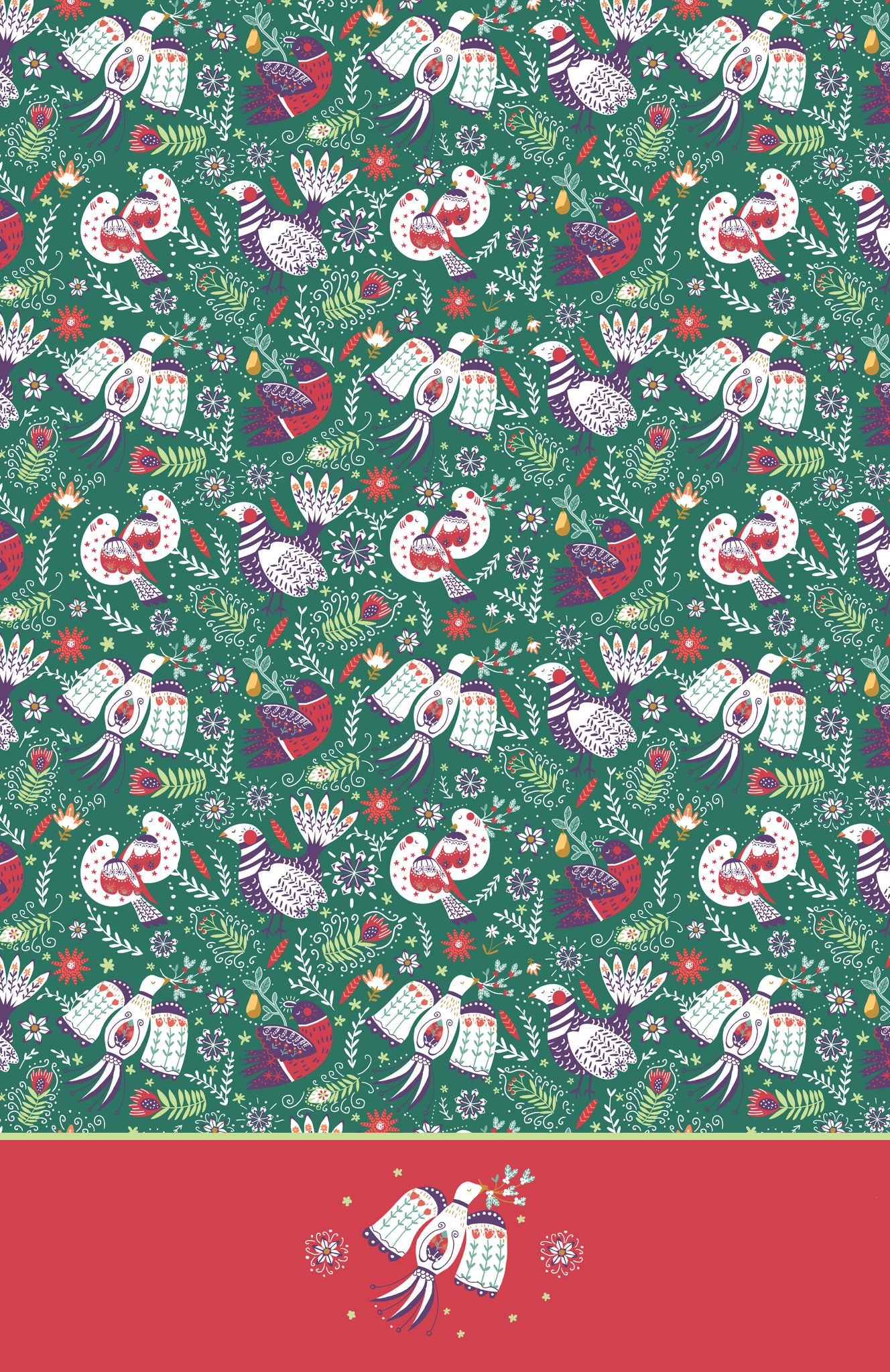Ulster Weavers, "Folk Birds", Printed cotton tea towel.