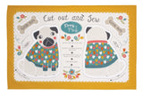 Ulster Weavers, "Percy Pug", Pure cotton tea towel. Printed in the UK. - Home Landing
