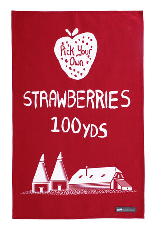 Ulster Weavers, "Mini Moderns Strawberries", Pure Cotton printed tea towel