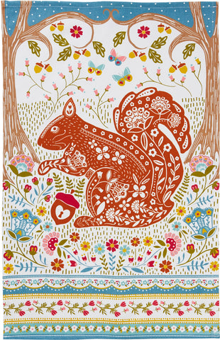 Ulster Weavers, "Woodland Squirrel", Pure cotton tea towel UK printed.