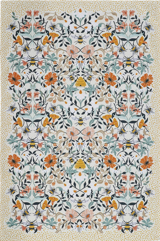 Ulster Weavers, "Bee Bloom", Printed recycled cotton tea towel.